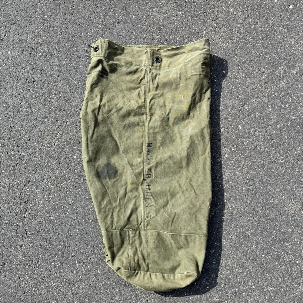 Military Duffle Bag Rucksack W/straps Canvas TOP LOAD Army Olive Green Brown USA